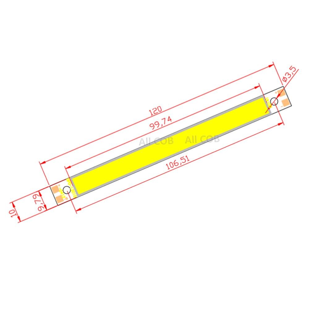 120*10mm COB LED Strip Bar Light 4.72 inch DC12V 10W